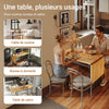 SoBuy FWT113-N Table à Manger Pliante et Extensible 3 Formats (10–153–200 cm), 2 à 8 Personnes, Plateau Effet Bois et Cadre Métal – Naturel