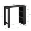 SoBuy FWT17-II-SCH Table de Bar Haute de Cuisine Table Mange Debout pour Petits Espaces, Bar pour Cuisine, Salon, Bureau ou Bar à Café Noire 112 x 57 x 106 cm