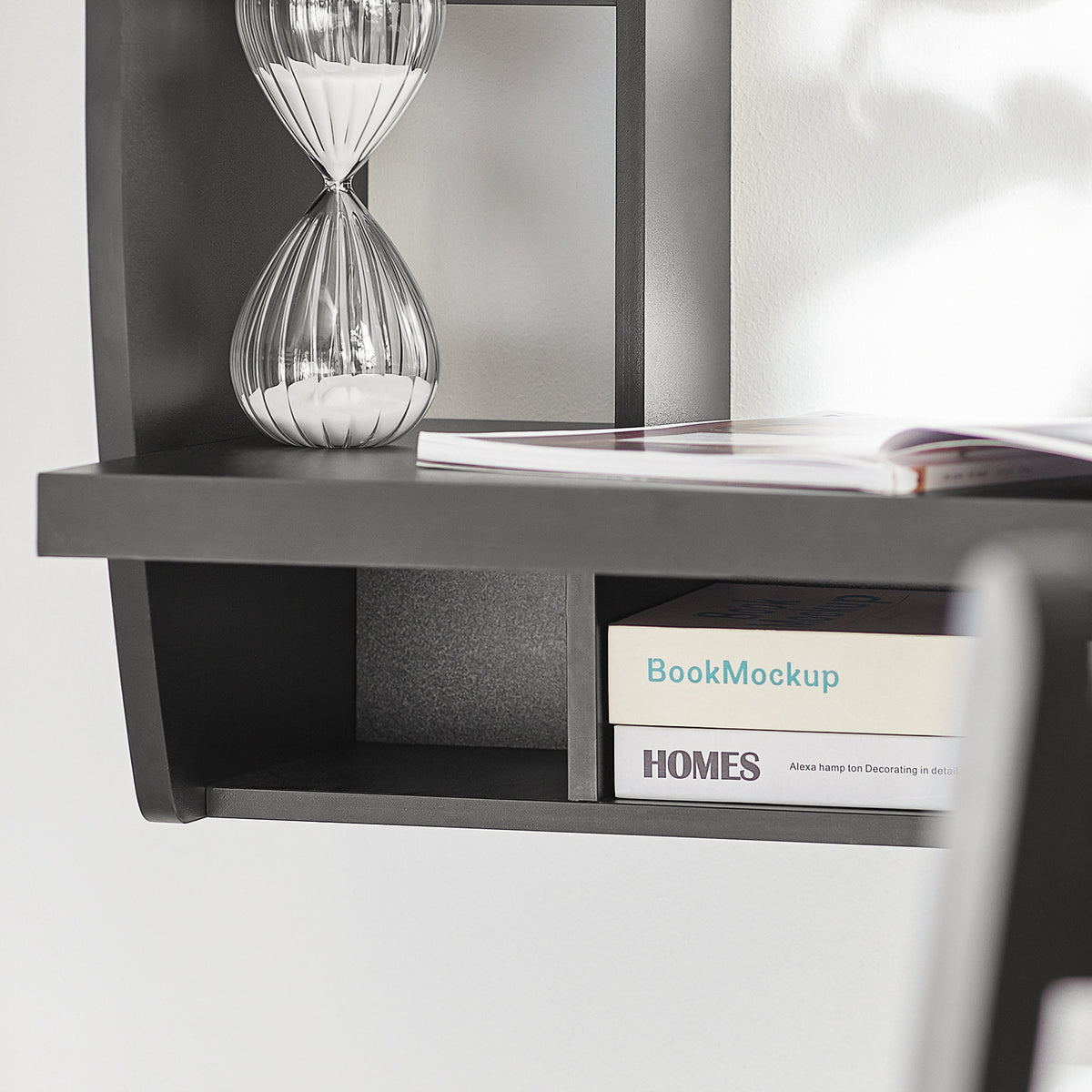 SoBuy FWT18-Sch Table Murale Bureau avec Étagère intégrée Armoire de Rangement Murale