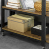 SoBuy FWT83-PF Table d'appoint Rotative, Bout de Canapé à Roulettes, Table Console Mobile avec 2 étagères et 6 roulettes