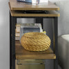 SoBuy FWT83-PF Table d'appoint Rotative, Bout de Canapé à Roulettes, Table Console Mobile avec 2 étagères et 6 roulettes