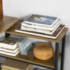 SoBuy FWT83-PF Table d'appoint Rotative, Bout de Canapé à Roulettes, Table Console Mobile avec 2 étagères et 6 roulettes