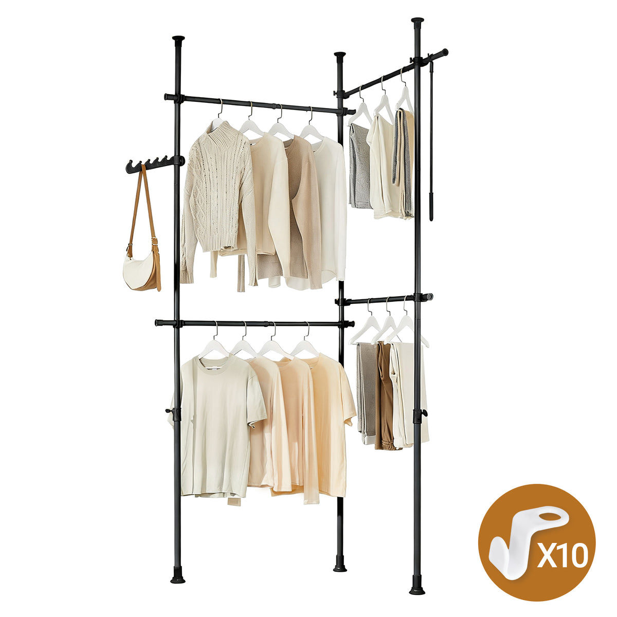 Porte-Vêtements Télescopique Roulant Réglable - Cintre Robuste Pour Maison Et Buanderie