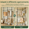 SoBuy KLS03-II-SCH Portant à vêtements télescopique robuste – Penderie ouverte réglable avec tringles pour chambre/dressing, Noir
