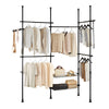 SoBuy KLS04-II-SCH Portant à vêtements télescopique solide - Penderie ouverte réglable avec tringles et étagères, Porte manteau pour chambre/dressing, Noir