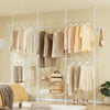 SoBuy KLS04-II-W Portant à vêtements télescopique solide - Penderie ouverte réglable avec tringles et étagères, Porte manteau pour chambre/dressing, Blanc