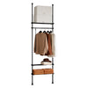 SoBuy KLS07-SCH Portant à vêtements télescopique solide - Penderie ouverte réglable avec tringles et étagères, Porte manteau pour chambre/dressing, Noir