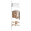 SoBuy KLS07-W Portant à vêtements télescopique solide - Penderie ouverte réglable avec tringles et étagères, Porte manteau pour chambre/dressing, Blanc