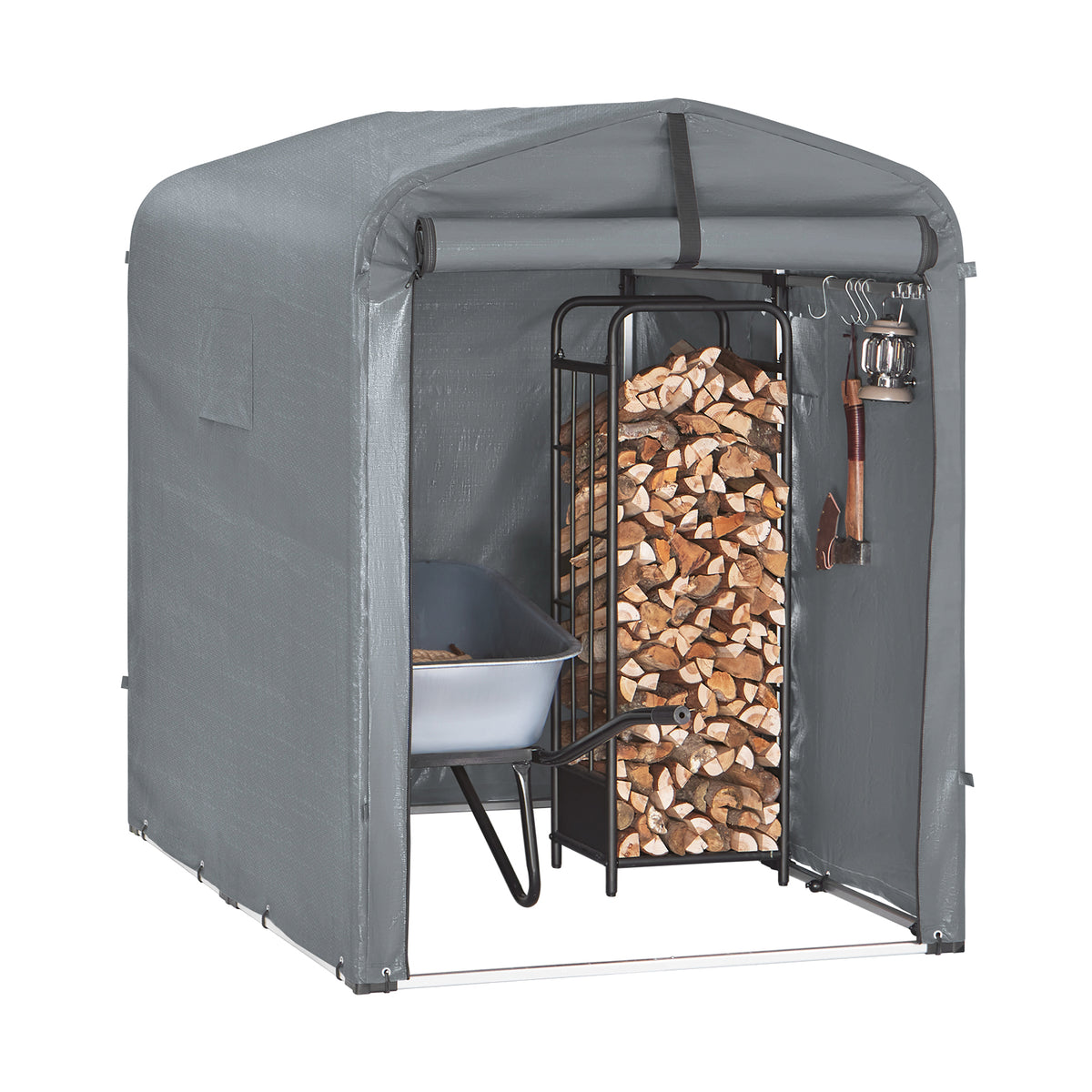 SoBuy KLS11-DG Abri de Jardin, Cabane de Jardin Exterieur Imperméable, abri Moto avec des Crochets, Garage pour Vélo et Outil