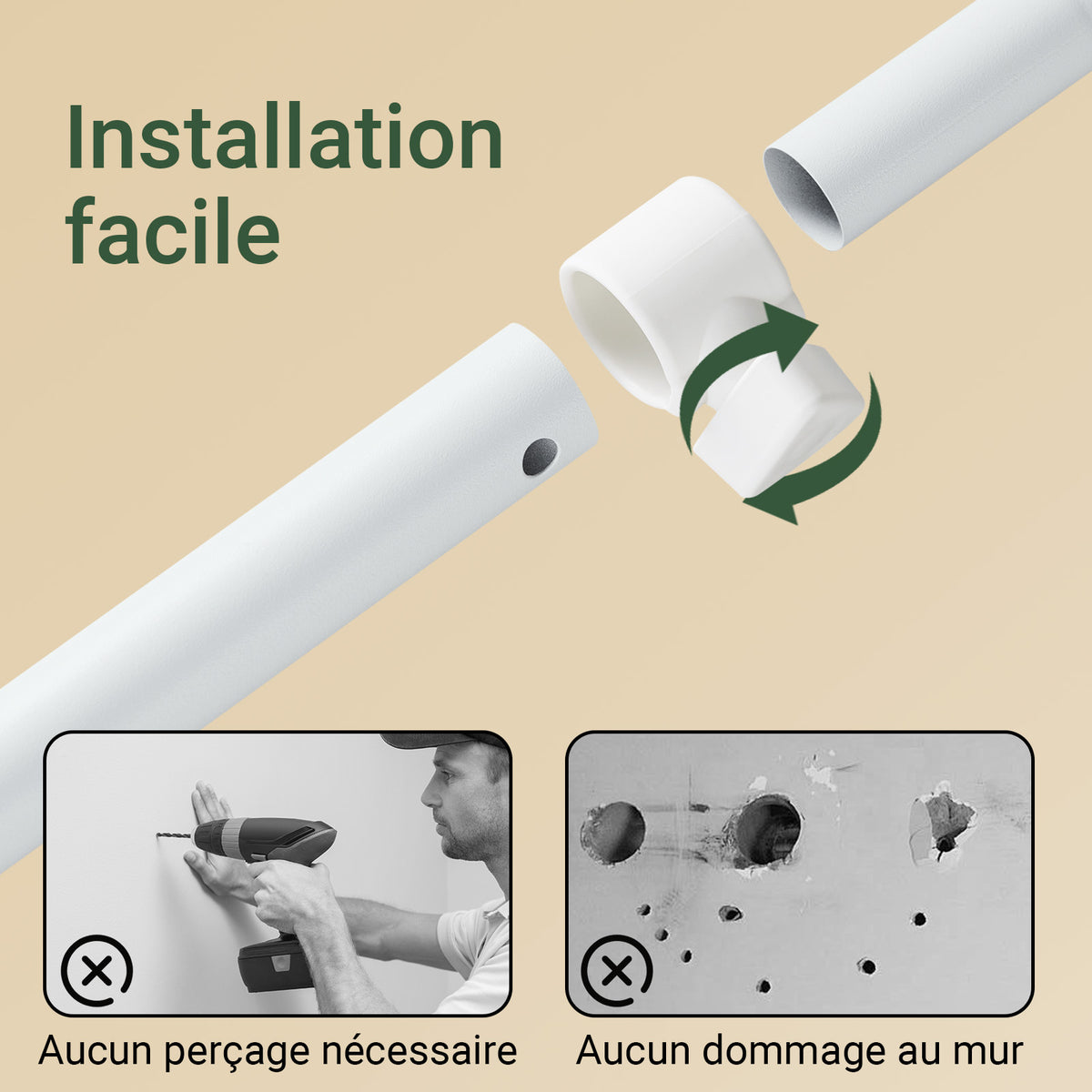 SoBuy KLS17-WN Portant à vêtements télescopique avec 3 tringles et 4 étagères – Blanc / Bois naturel
