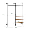 SoBuy KLS18-SCH Portant à Vêtements Mural Industriel – 3 Tringles, 3 Étagères, 220 cm, Noir