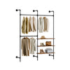 SoBuy KLS18-SCH Portant à Vêtements Mural Industriel – 3 Tringles, 3 Étagères, 220 cm, Noir