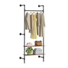 SoBuy KLS20-SCH Portant à Vêtements Mural Compact avec 2 Étagères MDF – Dressing Mural, Charge 45 kg, Noir Industriel 91,5×48×220 cm