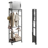 SoBuy KLS21-SCH Vestiaire d'Entrée Industriel sur Roulettes – Crochets et Étagère à Chaussures, Métal Noir – 60×32×175 cm, Noir