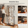 SoBuy KLS21-SCH Vestiaire d'Entrée Industriel sur Roulettes – Crochets et Étagère à Chaussures, Métal Noir – 60×32×175 cm, Noir
