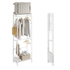 SoBuy KLS21-W Porte-Manteaux sur Pied avec Roulettes – Penderie Métal, 2 Étagères – 60×32×175 cm, Blanc