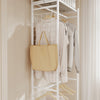 SoBuy KLS21-W Porte-Manteaux sur Pied avec Roulettes – Penderie Métal, 2 Étagères – 60×32×175 cm, Blanc
