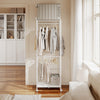SoBuy KLS21-W Porte-Manteaux sur Pied avec Roulettes – Penderie Métal, 2 Étagères – 60×32×175 cm, Blanc