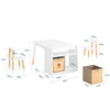 SoBuy KMB113-W Ensemble Table Enfant avec 2 Chaises, Table de Dessin, Bureau Enfant avec 1 Compartiment et 2 Boîtes de Rangement, Étudier et Jouer, Blanc