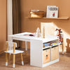 SoBuy KMB113-W Ensemble Table Enfant avec 2 Chaises, Table de Dessin, Bureau Enfant avec 1 Compartiment et 2 Boîtes de Rangement, Étudier et Jouer, Blanc