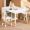 SoBuy KMB113-W Ensemble Table Enfant avec 2 Chaises, Table de Dessin, Bureau Enfant avec 1 Compartiment et 2 Boîtes de Rangement, Étudier et Jouer, Blanc