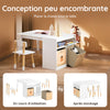 SoBuy KMB113-W Ensemble Table Enfant avec 2 Chaises, Table de Dessin, Bureau Enfant avec 1 Compartiment et 2 Boîtes de Rangement, Étudier et Jouer, Blanc
