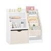SoBuy KMB119-W Bibliotheque Enfant 3 Niveaux Bibliothèque Montessori avec Rangement Jouet et Paniers Tissu Meuble Chambre Enfant Etagere Chambre Blanc 80x40x80cm