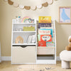 SoBuy KMB119-W Bibliotheque Enfant 3 Niveaux Bibliothèque Montessori avec Rangement Jouet et Paniers Tissu Meuble Chambre Enfant Etagere Chambre Blanc 80x40x80cm