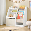 SoBuy KMB119-W Bibliotheque Enfant 3 Niveaux Bibliothèque Montessori avec Rangement Jouet et Paniers Tissu Meuble Chambre Enfant Etagere Chambre Blanc 80x40x80cm
