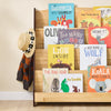SoBuy KMB32-N Bibliothèque Enfant Rangement Jouet Enfant Bibliotheque Livre 4 Niveaux avec 2 Crochets Étagère à Livres Meuble de Rangement Chambre d'Eanfant Bureau Salon Naturel 91x30x89 cm