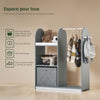 SoBuy KMB40-HG Armoire Enfant Penderie Enfant avec Portant Vêtements Garde-Robe avec 3 Étagères Panier en Tissu et 3 Crochets Petite Armoire Etagere Gris 97x35x108 cm