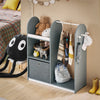 SoBuy KMB40-HG Armoire Enfant Penderie Enfant avec Portant Vêtements Garde-Robe avec 3 Étagères Panier en Tissu et 3 Crochets Petite Armoire Etagere Gris 97x35x108 cm