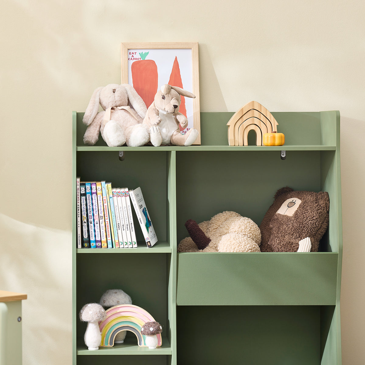 SoBuy KMB55-K-GR Bibliothèque Enfant 80 × 34 × 104 cm, 5 Compartiments Ouverts – Vert