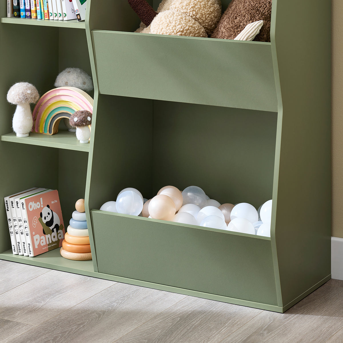 SoBuy KMB55-K-GR Bibliothèque Enfant 80 × 34 × 104 cm, 5 Compartiments Ouverts – Vert