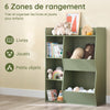 SoBuy KMB55-K-GR Bibliothèque Enfant Verte 104 cm avec 5 Compartiments Ouverts – Coins Arrondis, Anti-Basculement, PB E1, 80x34x104 cm