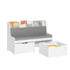 SoBuy KMB66-W Coffre de Rangement Enfants, Banc de Rangement pour Enfants avec Bibliothèque, 2 Tiroirs sur roulettes et Coussin d'assise, 100 x 45 x 70 cm, Blanc