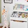SoBuy KMB71-W Étagère de Rangement Organisateur Jouets et Livres, Bibliothèque avec 2 Paniers et 1 Compartiment à roulettes