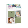 SoBuy KMB79-W Bibliothèque pour Enfant, Étagère de Rangement pour Jouets et Livres, Meuble de Rangement pour Chambre d’Enfants avec 3 Étagères, 4 Compartiments et 2 Boîtes de Rangement, 60x34x80 cm