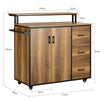 SoBuy KNL02-PF Ilot Central Placard de Cuisine Buffet de Rangement Armoire de Cuisine Multi-rangements avec 2 Portes, 3 Tiroirs, 1 Porte-Serviettes et 1 étagère supplémentaire 113x69x106 cm
