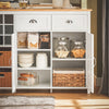 Prévente SoBuy KNL05-W Ìlot de Cuisine 120 cm – Meuble Ìlot Central avec Casier à Vin, 2 Tiroirs et Bois Hévéa – Blanc