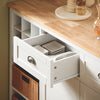 Prévente SoBuy KNL05-W Ìlot de Cuisine 120 cm – Meuble Ìlot Central avec Casier à Vin, 2 Tiroirs et Bois Hévéa – Blanc