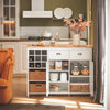 Prévente SoBuy KNL05-W Ìlot de Cuisine 120 cm – Meuble Ìlot Central avec Casier à Vin, 2 Tiroirs et Bois Hévéa – Blanc