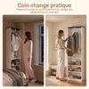 SoBuy KSB02-W Dressing Ouvert avec Tringle et Étagères – Penderie Compacte Bicolore, Gain de Place – 55×25×187 cm, Blanc et Bois