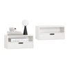 SoBuy NKD03-Wx2 Table de Chevet Murale, Table de Nuit Flottante avec Tiroir et Plateau, Étagère Murale pour Chambre à Coucher, L 45 x P 25 x H 22 cm, Blanc