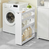 SoBuy NSR01-W Chariot Slim de Rangement à 4 Roues, Étagère Salvaspazio à 4 Niveaux avec Barres Anti-Chute, Unité de Rangement Compacte pour Cuisine, Salle de Bain, Produits de Beauté 60 x 18 x 82 cm