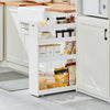 SoBuy NSR01-W Chariot Slim de Rangement à 4 Roues, Étagère Salvaspazio à 4 Niveaux avec Barres Anti-Chute, Unité de Rangement Compacte pour Cuisine, Salle de Bain, Produits de Beauté 60 x 18 x 82 cm
