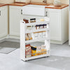 SoBuy NSR01-W Chariot Slim de Rangement à 4 Roues, Étagère Salvaspazio à 4 Niveaux avec Barres Anti-Chute, Unité de Rangement Compacte pour Cuisine, Salle de Bain, Produits de Beauté 60 x 18 x 82 cm