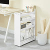 SoBuy NSR01-W Chariot Slim de Rangement à 4 Roues, Étagère Salvaspazio à 4 Niveaux avec Barres Anti-Chute, Unité de Rangement Compacte pour Cuisine, Salle de Bain, Produits de Beauté 60 x 18 x 82 cm