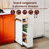SoBuy NSR11-WN Chariot de Cuisine à Roulettes Slim 20 cm, Plan de Travail Bois, Tiroir 2 Niveaux, 4 Roulettes – L20 × P51 × H79 cm