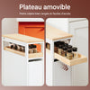 SoBuy NSR11-WN Chariot de Cuisine à Roulettes Slim 20 cm, Plan de Travail Bois, Tiroir 2 Niveaux, 4 Roulettes – L20 × P51 × H79 cm